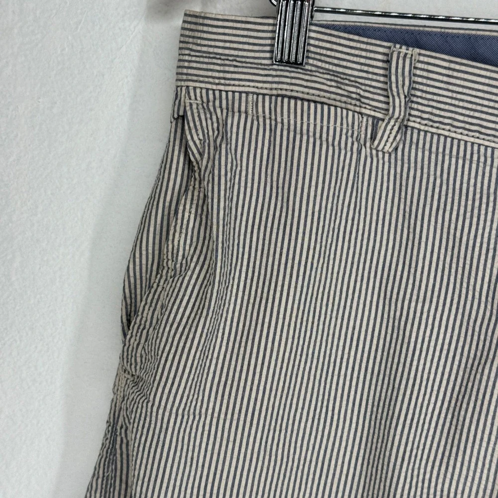 J Crew Bermuda 33 Blue White Striped Cotton Shorts Nautical Preppy Flat Front